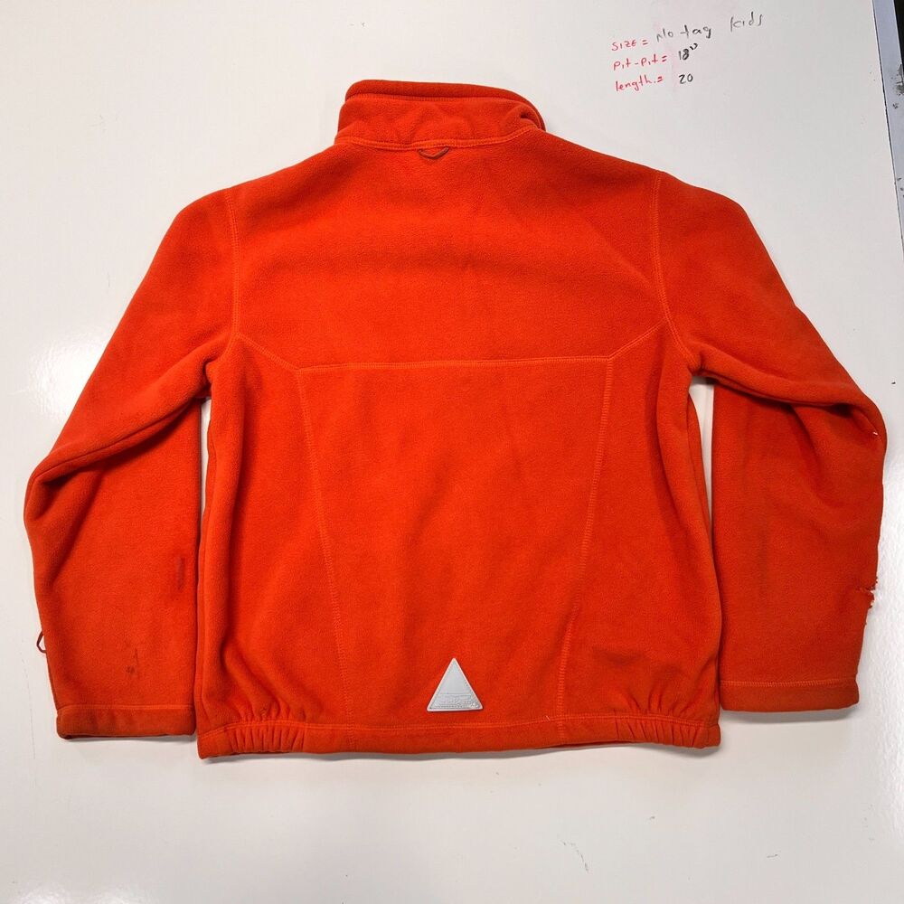 LL Bean Kids Fleece Jacket Orange Full Zip Mock Neck Hole Flaw As Is - Picture 7 of 7